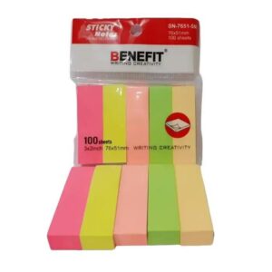 Benefit Sticky Notes SN-7651-5M (1 pack isi 5 Warna) - Stationery Paper