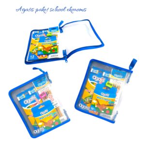 Agatis Paket Alat Tulis Sekolah Eco Coloring Set isi 5 Item Termasuk Pensil Warna 12 Warna & Pensil 2B