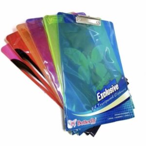 BUTTERFLY Clipboard F4 | Papan Jalan | Papan Ujian Colours Transparan