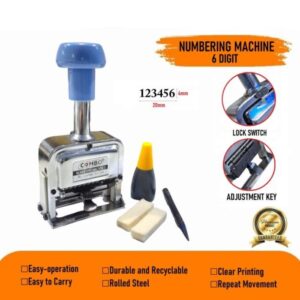 Stempel Nomor 6 Digit Otomatis Combo 6 Digit - Tinta Hitam - 5mm - Pengulangan 0-12x