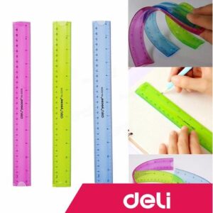 Deli Penggaris Lentur Twist Me Ruler Penggaris Plastik Fleksibel Tidak Mudah Patah
