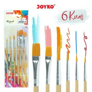 JOYKO Set Kuas Lukis BR-5 dengan 6 Ukuran Berbeda & Bentuk Ujung Beragam Cocok untuk Cat Air dan Akrilik Ideal untuk Pemula dan Seniman
