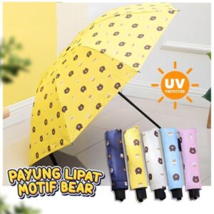 Payung Lipat Beruang Motif Bear dengan Perlindungan UV Payung Lipat Motif Bear
