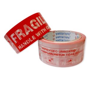 Yatta Lakban Fragile Unboxing 45 mm x 65 yard Merah & Putih